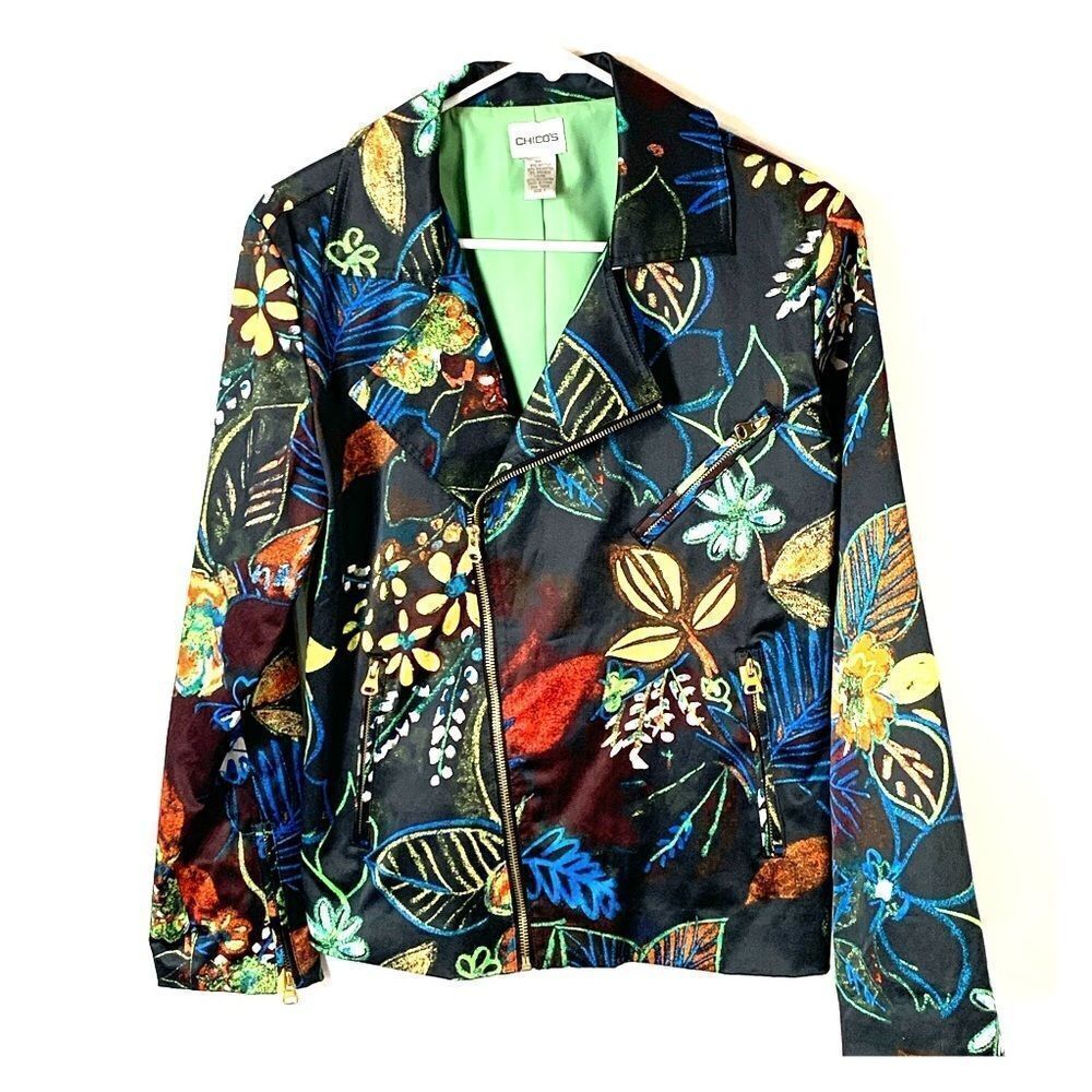 Chico’s Whimsical Night Gretta Moto Jacket NWOT MEDIUM